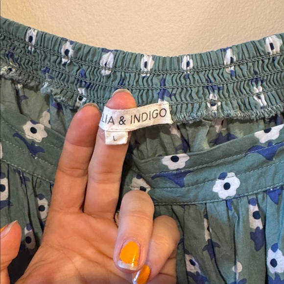 Ophelia & Indigo Floral Fifi‎ Dress Size Large Blue Green Floral - Picture 6 of 8